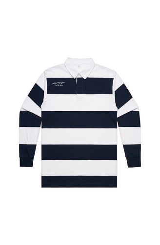 AD Collection White/Navy Rugby Stripe Jersey