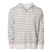 Load image into Gallery viewer, ADC Womens Oatmeal Heather Stripe  Zip Hoodie
