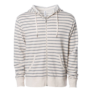 ADC Womens Oatmeal Heather Stripe  Zip Hoodie